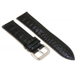 22 mm Black Leather Men Watch Band Strap CROCO Black Fits Tissot Watch 