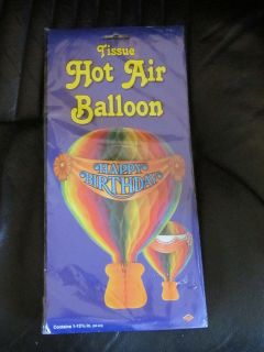 Tissue Hot Air Balloon with Happy Birthday Banner 13 1/2in Long