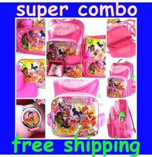   Winx Club compose backpack school Bag watch lunch & pencil box 5 items
