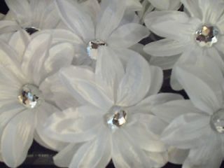   lot 12 TROPICAL gerbera DAISY flower WEDDING tutu HAIR WHITE glitz NEW