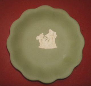 WEDGWOOD JASPER GREEN CLUB TRINKET CANDY JEWELRY DISH BRIDGE ENGLAND 