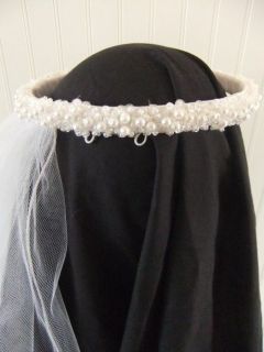 NWT GIRLS PEARL SEQUIN WREATH WITH VEIL COMMUNION / FLOWER GIRL from 