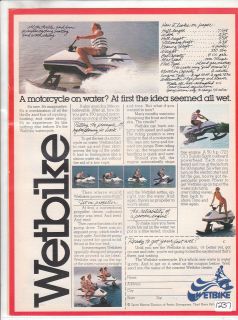 1979 Wetbike PWC Watercraft Suzuki vintage advertisement ad RARE
