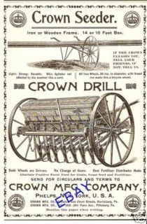 NEAT 1899 CROWN WHEELBARROW SEEDER & GRAIN DRILL AD