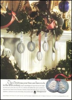 Wedgewood Jasper Ware Christmas Ornaments 1990 Print Ad