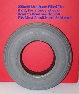 Foam Filled Wheelchair Tire, 200x50, 8x2,For 2 piece wheels, Gray 