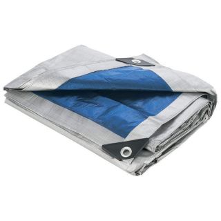 New 20 x 20 Foot Silver/Blue Rope Reinforced Tarp Cover