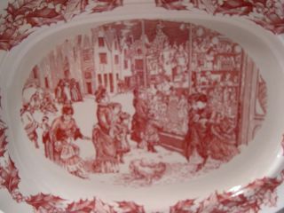 Williams Sonoma SPODE St Nick HUGE turkey Platter shopping scene red 