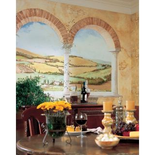   TUSCAN VIEW WALL MURAL Brick Arch & Vineyard Countryside Kitchen Decor