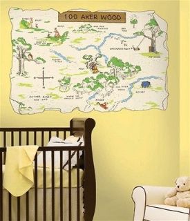 Winnie the Pooh & Friends 100 Aker Wood Map Giant Decal, NEW SEALED