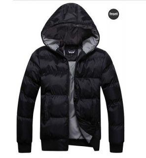 Men Winter clothing Hooded ZIP Jacket Warm Black Coats US Size XS S M 