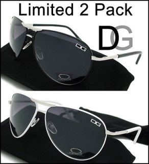 DG Aviator 2 PACK Black & White Designer Sunglasses LIMITED High 