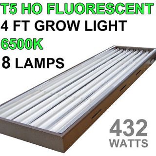 48 4ft 8 Lamps T5 Grow Light 8x 54 Sun 6500K Veg Bulbs Hydroponics 