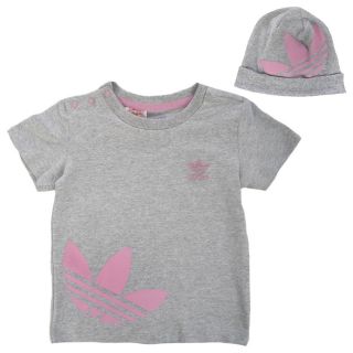 Adidas Originals Infants Kids Baby Girls T Shirt and Beanie Hat Gift 