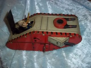 WW1 German Tank Tinplate Toy With Pop Up Rifleman