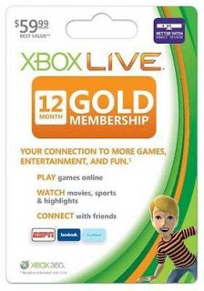 NEW* Xbox Live 12 Month Gold Membership Subscription Card