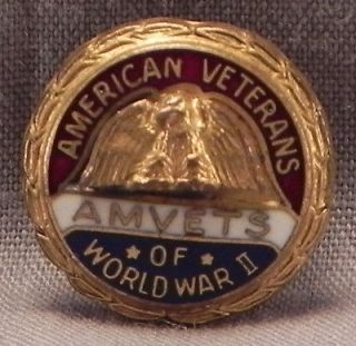 Vintage AMVETS Amercian Veterans of World War II Service Pin WWII