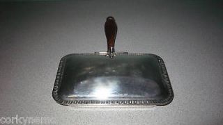 Sheffield Silver AshTray Holder/Butler with Wooden Handle