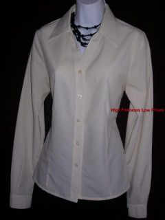   WHITE Tailored Slim fit LONG SLEEVE Button Down DRESS SHIRT Women sz M