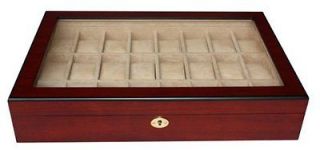   20 + 4) CHERRY WOOD ROSEWOOD WATCH DISPLAY CASE GLASS JEWELRY BOX MENS