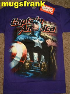 Captain America With Shield Marvel Comics Purple T Shirt Nwt