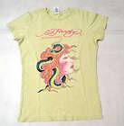 ED HARDY by Christian Audiger Snake Girl Medusa Yellow SS Shirt S USA