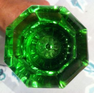   set Green Depression Glass Door Closet Knob RARE SIZE Antique Crystal