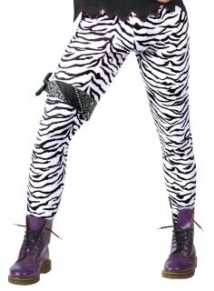 Adult Mens Zebra Print 80s Glam Rock Halloween Costume Pants