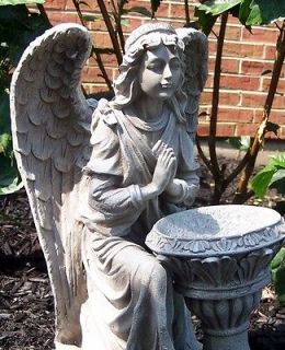 Outdoor 16 Stone Craft Saint Angel Cherub Garden Figurine Statue Bird 
