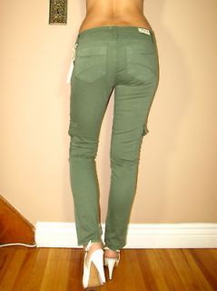 189 Dylan&George Skinny Ankle Army Green Color Mid Rise Cargo Jeans 