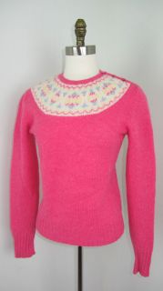 Women’s ROBERT SCOTT 100% Pure Wool Pink Side Collar Button Sweater 