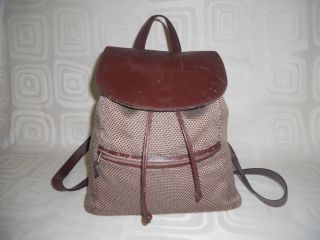 BEAN Woven And Leather Backpack Handbag Purse