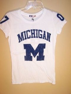 NWT Junior Fit University of Michigan WOLVERINES WHITE Cotton T Shirt 