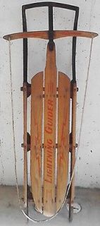 Antique Wooden Snow Sled Sleigh Lightning Guider 56 #125   Good 