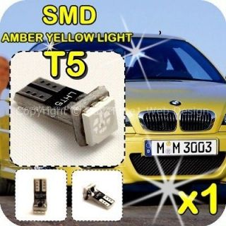 AMBER YELLOW T5 SMD Wedge LED Light Bulb Xenon Speedo Dashboard 