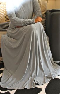 Classy Silver Designer Umbrela Cut Abaya with Jersey Fabric hijab 