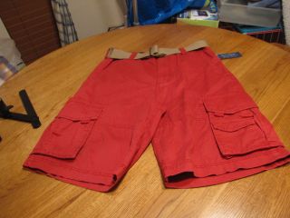 American Rag mens cargo shorts with belt casual NEW sunset red 38 