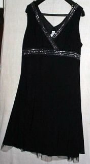 Pretty FEM Black Evening Knit Studio 1940 Dress Plus 2X Empire 