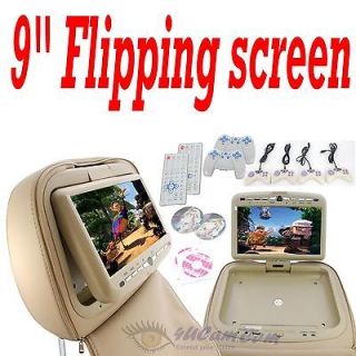 Beige Headrest 9 LCD Car Monitor SONY DVD Players NEW FAST SHIP 