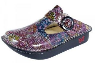 Womens Alegria Classic Clogs Rainbow Snake Patent Leather ALG 716