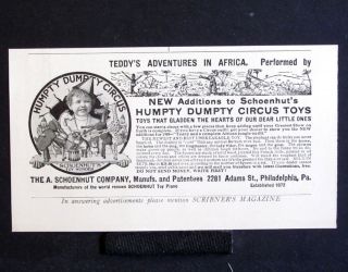 1909 A. SCHOENHUT Humpty Dumpty Circus Toys magazine Ad children child 
