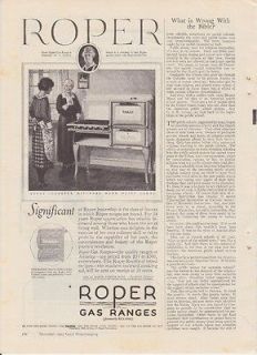 Vintage 1920s AD Antique ROPER GAS Chef RANGE Oven Retro Stove 