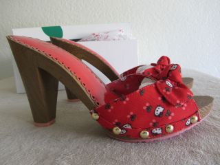 HELLO KITTY Twenty10 Red Peep Toe High Heels Lorette Style NEW IN BOX 