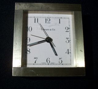 TIFFANY & CO. Brass Swiss Quartz Desk Alarm Clock, Working