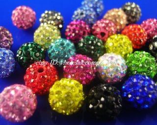 Wholesale 100pcs 10MM Mixed colors CZ Crystal Clay beads FOR Pave 