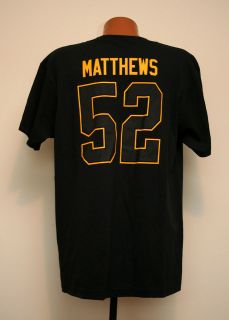 Reebok Green Bay Packers Matthews HD NFL Name and Number T shirt Mens 
