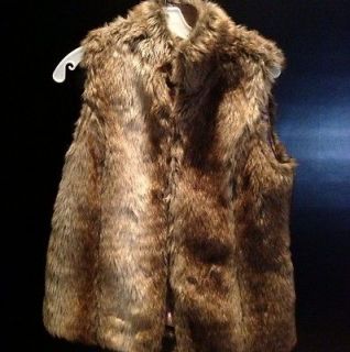 Faux Fur Vest Brown/Beige Size L