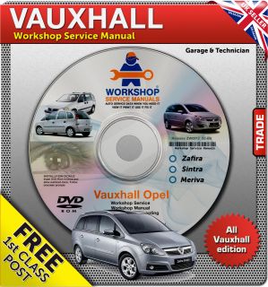 Vauxhall Trade workshop Service Repair Manual CD for Zafira Sintra 