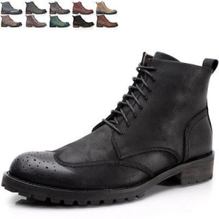 Leather Brogue Wingtip 2 tone Formal Dress shoes martin Boots Chukka 