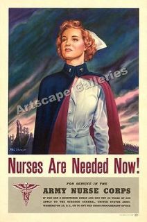 Army Nurse Corps 1944 Vintage Style WW2 Poster   16x24